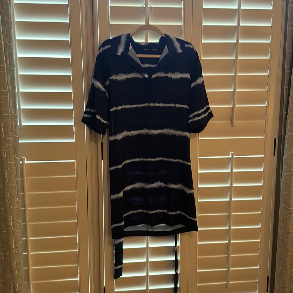 Belted Navy Natori dress